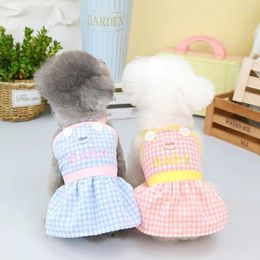 Dog Apparel Cat Puppy Princess Dress Summer Pet Clothes Striped Plaid Dresses With Bow For Cats Kitten Sphynx Clothing XS-XL