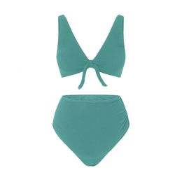 Soild Colour Set Maternity Two Pieces High Waist Swimwear Pregnant Women's Bowknot Swimsuit Push Up Bikini Bathing Suits