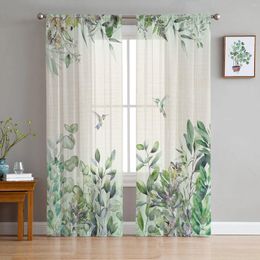 Curtain Rural Wind Leaf Mockingbird Tulle Curtains For Living Room Bedroom Children Decor Sheer