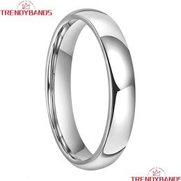 Band Rings 4Mm Tungsten For Women Men Wedding Engagement Fashion Jewellery Domed Polished Shiny Comfort Fit 231218 Drop Delivery Ring Dhply