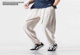 Sinicism Store Size Plus 5XL Cotton Linen Harem Pants Men Belt Jogger Pants Male Trousers Chinese Traditional Cloths CJ1912102984832