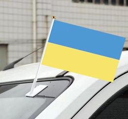 2030cm Ukraine HandHeld Mini Flag With White Pole Vivid Color and Fade Resistant Country Banner National Bunting Flags Durable Po7025256