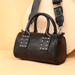 Evening Bags Korean Fashion Trend Sling Designer Handbag Women'S Genuine Leather Brand Boston Girl Lady Casual Vintage Shoulder