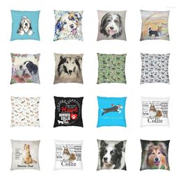 Pillow Luxury Happy Bearded Collie Dog Cover 45x45cm Soft Pet Animal Throw For Sofa Car Square Pillowcase Decoration