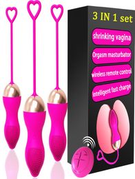 3 In1set Shrinking Vaginal Vibrator Love Balls Wireless Remote Control Vibrating Eggs Vibrators For Women Adult Erotic Sex Toys Y2234182