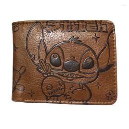 Wallets Stitch Cute Cartoon Embossed Wallet Men Leather Purse Bifold Women Short With Zipper Pocket Card Holders Vintage