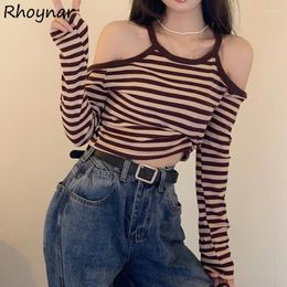 Women's T Shirts Long Sleeve T-shirts Women Korean Fashion Designed All-match Leisure Daily Spring Girls Slimming Sexy Off-shoulder
