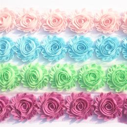 30y/lot 2.5" Chic Chiffon Shabby Flowers for Girls Hair Accessories Chiffon Frayed Flowers for DIY Making Baby Toddlers Romper Clothes Shoes Sandals Sewing Decoration