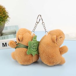 3PCS Cartoon Capybara Plush Toy Animal Turtle Shell Guinea Pig Pendant Stuffed Doll Keychain Backpack Car Bag Keyring Decor Gift