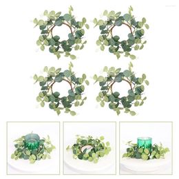 Decorative Flowers 4 Pcs Eucalyptus Wreath Summer Table Decorations Ring Green Leaves Iron Wire