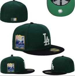 Men's Dodgers Baseball Full Closed Caps Los Angeles Snapback SOX Letter Bone Women Color All 32 Teams Casual Sport Flat Fitted hats NY Mix Colors Size Casquette a21