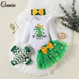 Clothing Sets Ceeniu My First St.Patricks Day Baby Outfit Girls Letter Bodysuit Green Dot Princess Skirts Knee Pads Born St.Patrick Costume