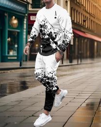 Men's Tracksuits Spring Autumn Tracksuit Sets Fashion Long Sleeve Set Black And White Poker 3D Printed Oversized Men Jogging Clothing Suits