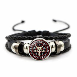 11colors halloween devil science fiction hero fantasy viking beans movie film Glass Cabochon Multilayer Leather Bracelets High Quality Bangles