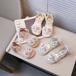 Child Summer Elegant Shoes for Girls Fashion Sweet Kids Causal Princess Flower Dress Roman Flat Sandals Bowtie Versatile