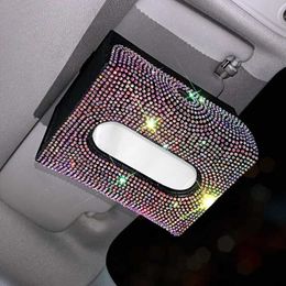 Car Tissue Box Car Crystal Tissue Box Storage Towel Holder Sun Visor Seat Type Luxury Tissue Box Cover Car Assessoires Interior for Women T240520