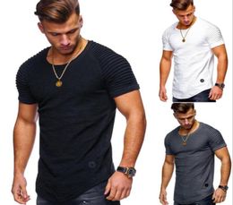 Men039s TShirts Fashion Summer Jogger Men Solid T Shirts Casual Slim Fit Ribbed Shoulder Biker Elastic WhiteBlack Short Sleev2929182