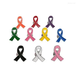 Brooches Ribbon Lapel Pin Breast Cancers Awareness Brooch Enamel Pins Badge For Charity Event Supplies 10 Pcs