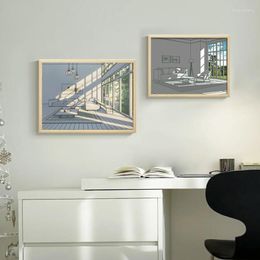 Frames INS Led Home Painting Lamp Plug Light Table Artwork Simulate USB Frame Picture Indoor Wall Sunshine Decor Dimming Drawing Gifts Gtbb