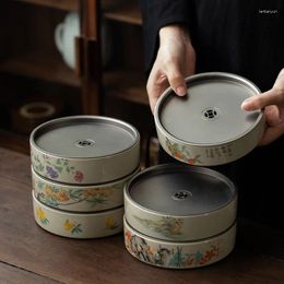 Tea Trays Ceramic Water Tray Set Cover Double Metal Tin Pot Dry Table Simple Household Chinese