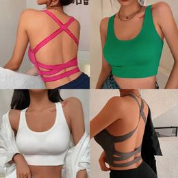 Women's Tanks Camis Sexy Sports Bra Yoga Bra Fitness Top Class Womens Seamless High Impact Bra Push Up Bra Sports Bra Womens Tank Top Bra d240521