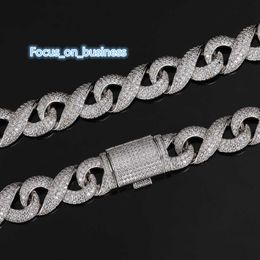 Hip Hop Jewellery Iced Out Vvs Moissanite Cuban Link Chain 15mm 925 Sterling Sliver Infinity Cuban Link Necklace
