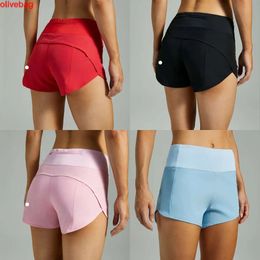 Lu Speed Up 2.5 Shorts High-rise Lined Short Waist Sports Shorts Womens Set Quick Drying Loose Running Clothes Back Zipper Pocket Fiess Yoga Shorts