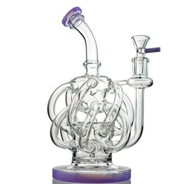 12 recycler tube Super Cyclone Vortex Recycler 8.7Inch Water Pipe Heady Color Glass Bong with Glass Bowl 14mm Female Joint XL137