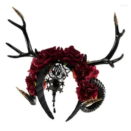 Hair Clips 50JB Rhinestones Flower Hairhoop Realistic Antler Headband Masquerades Party Hairbands