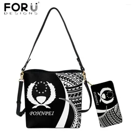 Shoulder Bags FORUDESIGNS Women Bag And Wallets Pohnpei Polyensian Pattern 3D Print Casual Beach PU Leather Bucket Handbag Sac