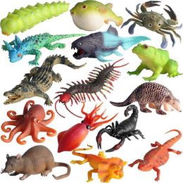 Novelty Games Realistic Insect Ocean Animal Soft Lizard Frog Octopus Crab Model Action Figures Fun Pressure Reduction Anti Stress Toy Kid Gift Y240521