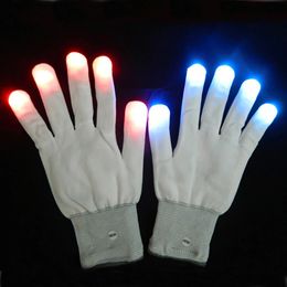 6 Modes Novelty LED Gloves Finger Lights Flashing White Glow Halloween Costume Party Light Up Toys Supplies 240521