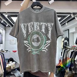 Men's T-Shirts Tie dye wash Grey Vertabrae heavy-duty fabric tee mens high-quality T-shirt top short sleeved J240515