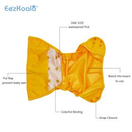 EezKoala 6pcs/Set Eco-friendly Onesize Cloth Diaper Cover Adjustable Baby Pocket Nappy fit 0-2 Years Baby Boys Girls Washable