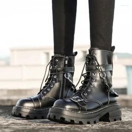 Boots Winter/Autumn Short Boot Lolita Genuine Leather Platform Motorcycle Gothic Punk Women Goth Shoes
