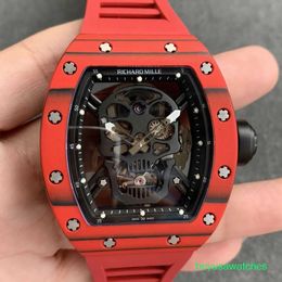 Male RM Wrist Watch Active Tourbillon RM052 Skeleton Red Hollow Man Personality Machine Table
