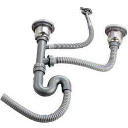 1Pc Sewer Pipe Single Double Groove Kitchen Bathroom Flexible Sink Drains Downcomer Wash Basin Plumbing Hose Pipe Tube Fittings