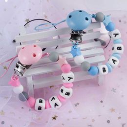 Pacifier Holders Clips# New baby Personalised name Handmade pacifier clip bracket chain silicone five-star d240521