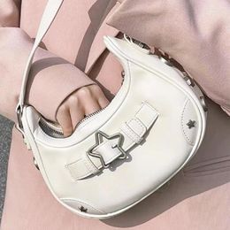 Shoulder Bags Y2K Cool Korean Casual Cute Star Handbag Ladies Fashion Clutch Bag PU Leather Women Vintage Underarm Tote Zip Purse