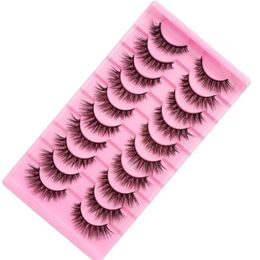 10 pairs/Tray Natural multilayer Faux mink LD Curl durable Eyelashes Supplier Provides Custom Russian Eyelash with Pink Tray