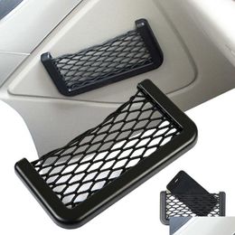 Car Organiser Seat Side Back Storage Net Bag String Mesh Pocket Stick-On For Wallet Phone Fast Delivery Drop Mobiles Motorcycl Motor Dhjvc
