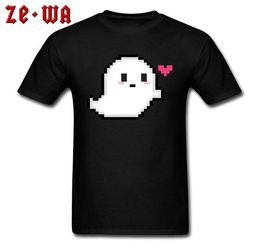 Black Tshirt Men T Shirts Geek Tshirts Cute Pixel Ghost Tops Coupons Crew Neck Clothes Funny Short Sleeve Cotton Tees Whole9916811