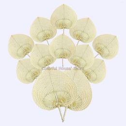 Decorative Figurines 12Pc Natural Bamboo Raffia Wall Deco Hand Fans Handmade Wedding Braided Heart For Couple Guests Summer Cooling Supplies