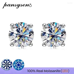 Stud Earrings PANSYSEN GRA 0.1ct-2ct D Color Certified Moissanite Lab Diamond 925 Sterling Silver Gold Plated Wedding Jewelry