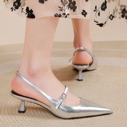 Summer Low Sandals Woman Leather Suit Female Beige Womens Shoes High Heels Low-heeled Black Comfort Stiletto Girls 240517