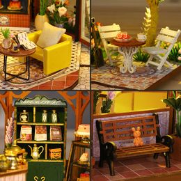 Diy Big Wooden Casa Roombox Dollhouse With Furniture Light Doll House Handmade Assembly Miniature Cafe Toys Birthday Gifts