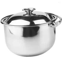 Double Boilers Stainless Steel Cooking Pot Mixing Bowl Metal Soup With Lid Prep Kitchen Stockpot Cover Household Bowls Handheld
