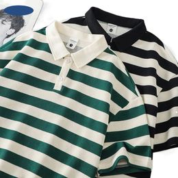 Striped Short Sleeve POLO Shirt Mens Summer Polo Tshirt Casual Half Top Korean Clothing 240516