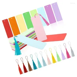 Hanging Label With Colourful Tassels Party Decorations DIY Project Blank Kraft Paper Bookmarks Set Rectangle Book Marks