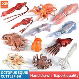 Novelty Games Sea Life Simulation Squid Octopus Marine Ocean Animal Model Action Figures Miniature Cognition Home Decor Kids Education Toy Y240521